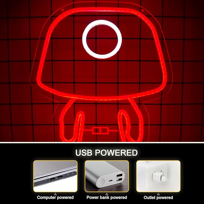 Masked Worker Neon Sign for Wall Decor,Dimmable Led Neon Lights for Game Room Decorations,11.8 * 15.7Inch,Suitable for Home Bars,Game Rooms,Man Cave,Christmas Birthday Gifts
