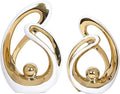 2 Pcs White and Gold Decor Ceramic Decor Statue Centerpieces Table Sculpture Decoration Figurine Art Mid Century Modern Decor for Dining Room Living Room Bedroom Shelf Office Coffee Table Decorative