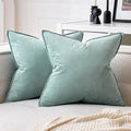 MIULEE Blue Grey Velvet Throw Pillow Covers 20x20 Soft Decorative Solid Square Cushion Cases Pack of 2 Modern Luxury Home Decor for Couch, Sofa, Bedroom