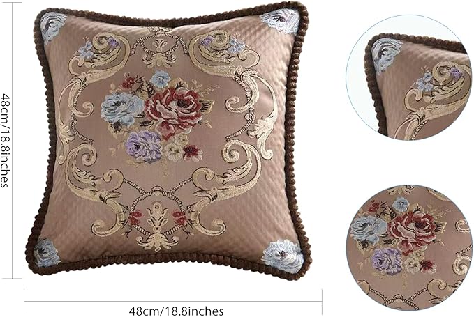 SZHELEJIAM Pillow Covers 18x18 inch,Set of 2 Jacquard Retro Embroidered Pillow Cove,Decorative Cushion Cover, for Sofa Bed Living Room Coffee