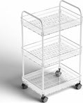 Yieach 3 Tiered Clear Rolling Cart with Wheels,Acrylic Storage Cart on Wheels for Bedside,College Dorm Room,Bathroom Organizers and Storage Shelf,Utility Cart Organizer for Snack,Craft,Diaper Caddy