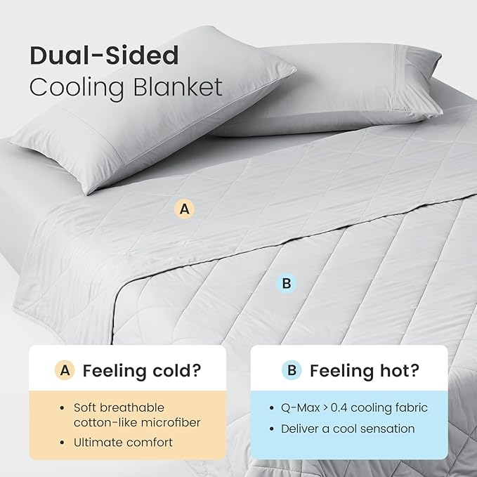 Cozy Bliss Cooling Blanket for Hot Sleepers 40"x60", Q-Max 0.45 Cooling Comfort for Pet, Cold Blankets for Night Sweats Sleeping, Ultra-Cool Lightweight Breathable Blanket for Travel, Cool Grey
