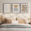 Framed Boho Wall Art for Bedroom, 3 Piece Modern Geometric Canvas Artwork for Walls, Neutral Minimalist Picture Prints for Living Room Dining Room Kitchen Hallway Wall Decor, 12x16 Inch