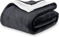 Berkshire Blanket-Sherpa Fleece Blanket, Warm and Soft Loftmink Reversible Blanket for Bed, Sofa and Travel, Black, 90 in x 90 in