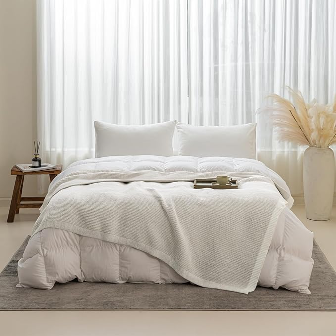 MH MYLUNE HOME Ultra Soft Ribbed Throw Blanket for Couch 50x60 Inches Luxurious Super Cozy Fluffy Microfiber Blanket Plush Warm Reversible Throw Blankets for Sofa Bed - Beige 50 x 60 Inches
