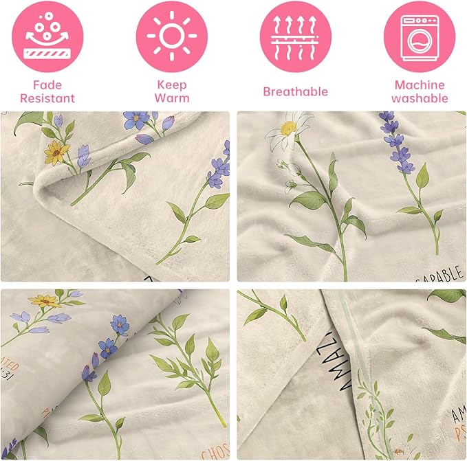 Christian Gifts for Women Faith, Inspirational/Religious/Spiritual Gifts for Adults, Soft Throw Blankets for Women/Men, Personalized Blankets for Adults 50"x 60"
