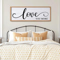 Love You More Decorative Rustic Sign & Plaque Framed Wall Art for Couples, 40''×15'' Vintage Cottagecore Wooden Horizontal Love Quote Home Decor Above Bed for Living Room, Farmhouse Wedding Gift