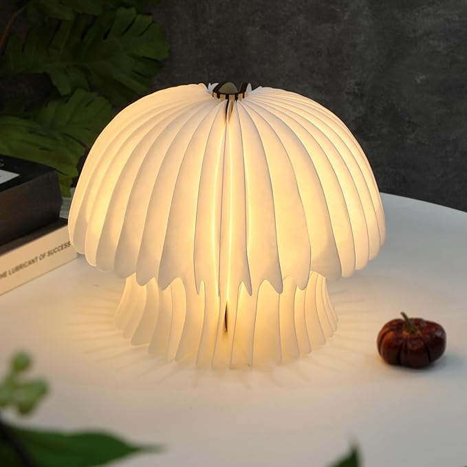 Modern Decor Mushroom Lamp - Foldable Pocket Lamp,1200mAh Battery Rechargeable Warm Light, Portable LED Decorative Light for Bedroom, Living Room & Desk - Cute Home Decor