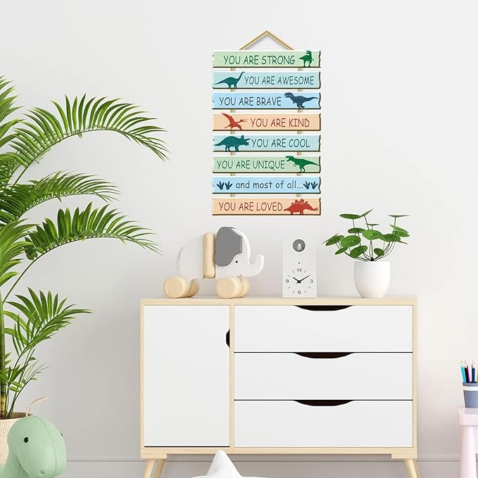 Rutiyoka Dinosaur Room Decor for Boys Bedroom Wall Dino Inspirational Art Kids Wood Decorations Little Boy Nursery Toddler Sign