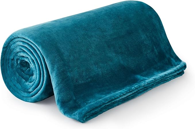 MOONLIGHT20015 Fleece Blanket Twin Size - Super Soft Fuzzy Throw Blanket for Couch and Sofa - Lightweight Luxury 400 GSM Microfiber Fluffy Bed Blankets and Throws, 60 x 80 Inches (Twin, Teal)