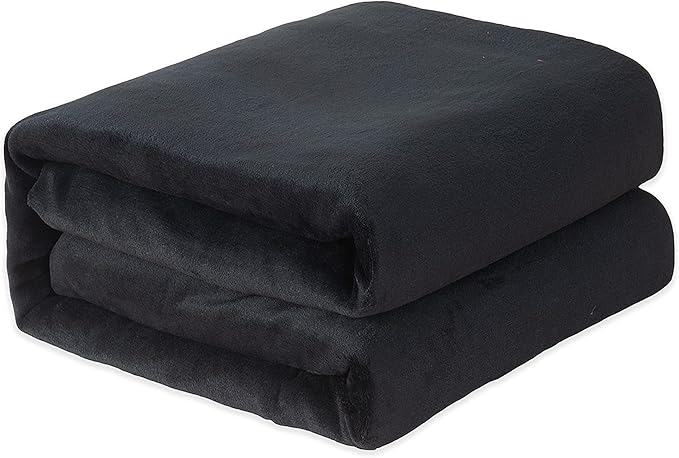 Elegant Comfort Luxury Velvety Feel Blanket, All-Season Lightweight Blanket, Ultra Plush, Soft, Cozy-Fuzzy Flannel Fleece for Couch, Sofa, Bed, Travel, Solid Design, King/California King, Black