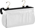 DOMIKING White Bedside Caddy for Dorm Bed Recliner Armrest Organizer with Hooks Haning Holders for Bunk Bed Rails Headboards