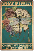 Fmcmly What If I Fall？Oh But My Darling What If You Fly Vintage Metal Tin Signs Home Bar Kitchen Hotel Office Bedroom Living Room Cafes Wall Decor 8x12 Inch