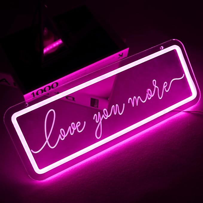 Love You More Neon Sign，LED Neon Lights For Wall Decor，Love Light Up Night Light For Bedroom Wedding Birthday Party Decoration Couple Lovers Valentine's Day Gift