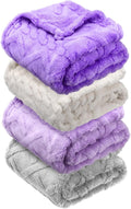 VitalCozy 4 Pcs Soft Fleece Baby Blankets Set 30" x 40" 3D Plush Warm Nursery Swaddling Bed Blanket Little Boys Girls Infant Toddlers and Newborn Receiving Gifts Blankets(Purple Set)