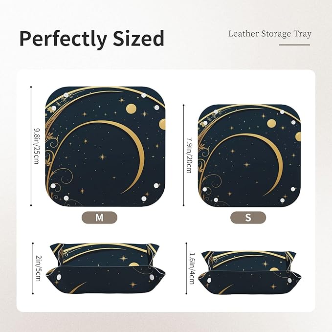Moon & Starry Tray Men's Leather Valet Parking Portable Entrance Trays Bedside Storage Box