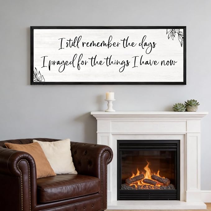 I Still Remember the Days Framed Wall Art - 40x15 Inch Wooden Inspirational Quote Sign, Gratitude & Faith-Inspired Home Decor for Living Room Bedroom Entryway, Black