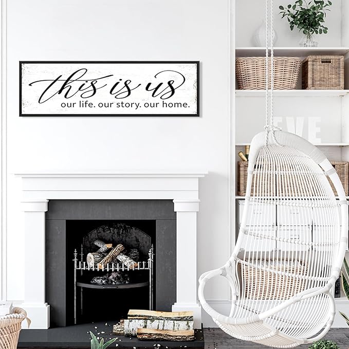 This Is Us Wall Decor Sign: Romantic Bedroom Wall Decor Above Bed For Couples, Family Love Quotes For Home Living Room, Modern Farmhouse Kitchen Country Decor Aesthetic