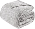 Exclusivo Mezcla Fleece Twin Size Blanket for Bed, 60x80 Inches Soft Cozy Jacquard Flannel Blankets, Lightweight Fuzzy Plush Warm for Women, Light Grey