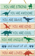 Rutiyoka Dinosaur Room Decor for Boys Bedroom Wall Dino Inspirational Art Kids Wood Decorations Little Boy Nursery Toddler Sign