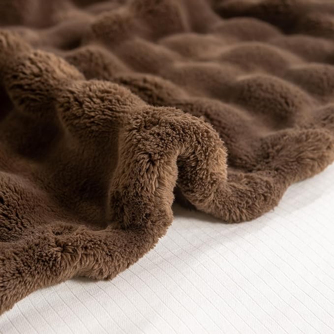 YUSOKI Luxury 3D Bubble Light Weighted Throw Blanket 2.8lb,All Ages,Home Decoration, (Brown,60 * 80inches)