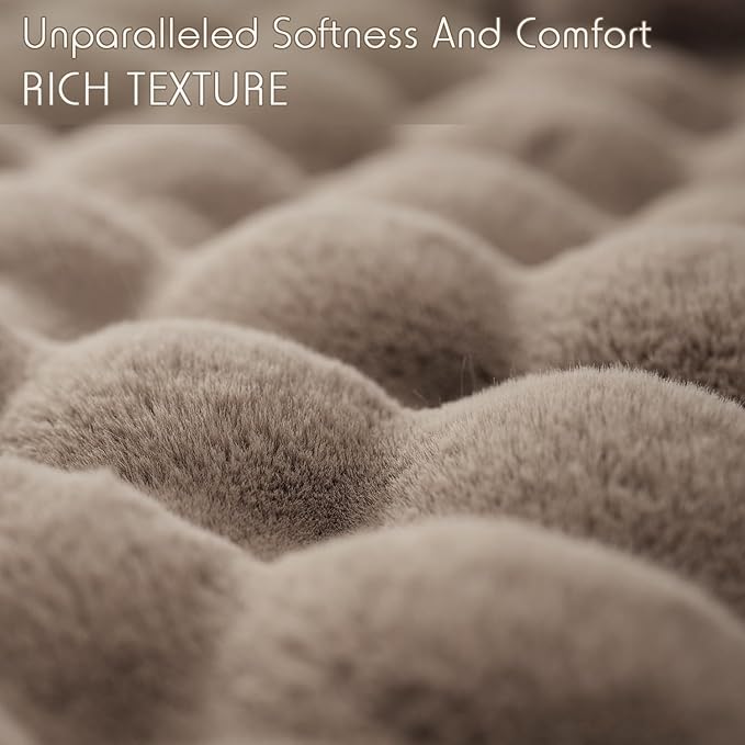 Super Comfort Oversized Warm Thick Bubble Luxury Plush Rabbit Faux Fur Throw Blanket, Fluffy Blanket,Soft Cozy Blanket for Couch Chair Bed Sofa Living Room (Grey, 50inX60in)