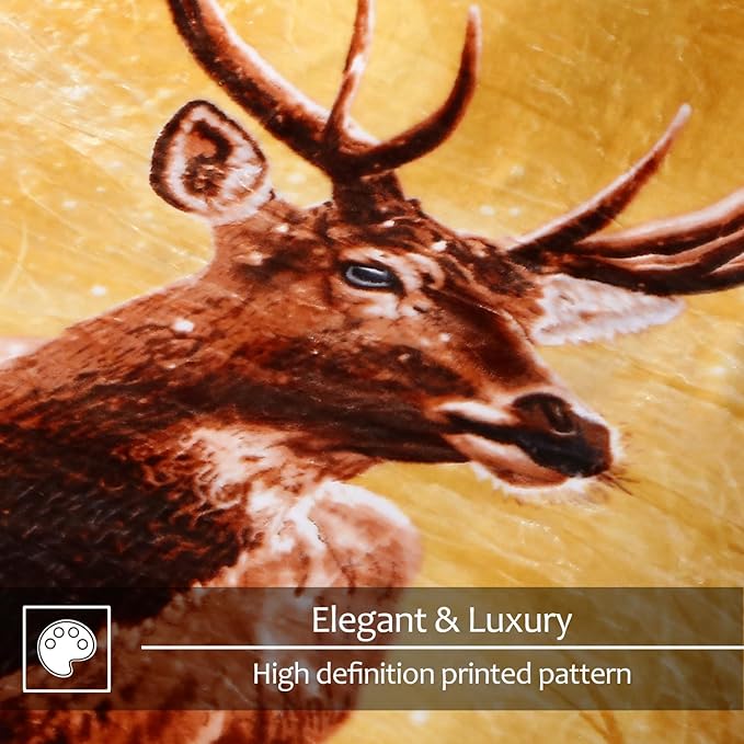 JYK Soft Fleece Bed Blanket King Size 83'' x 91'', 520GSM Medium Thick and Warm Blanket for Winter, Fuzzy Plush Bed Blanket King Size 5.7 LB, Cozy Fuzzy Microfiber Blanket - Deer/Elephant