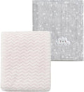 CREVENT 2Pcs 30''X40'' Cute Cozy Fluffy Warm Baby Blankets for Infants Toddlers' Bedding Crib Cot Stroller - Grey Cloud + Wave Whtie