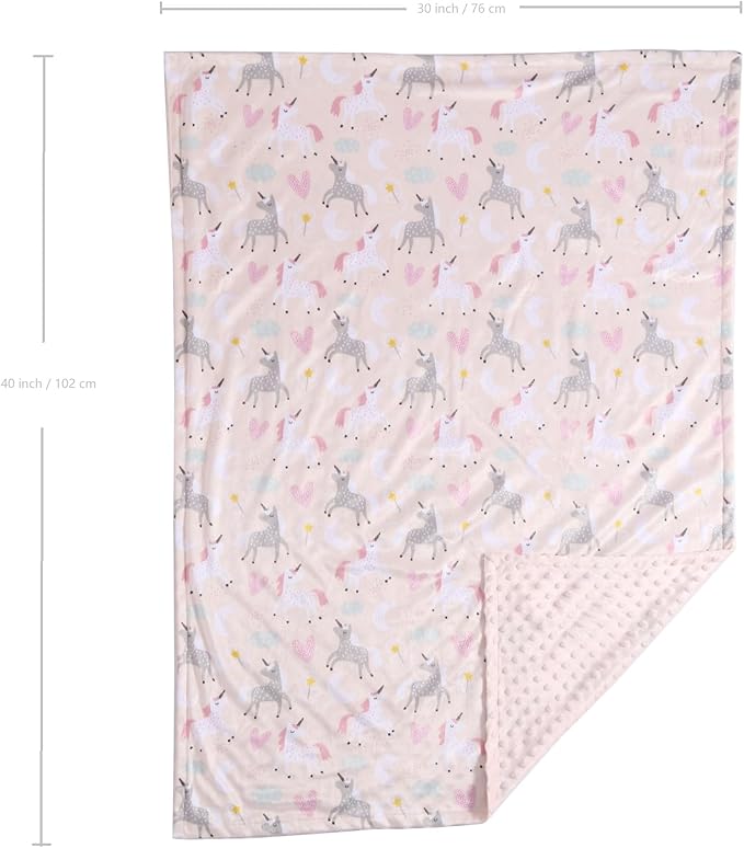 CREVENT 2Pcs 30''X40'' Cute Cozy Fluffy Warm Baby Blankets for Infants Toddlers' Bedding Crib Cot Stroller - Giraffe + Unicorn
