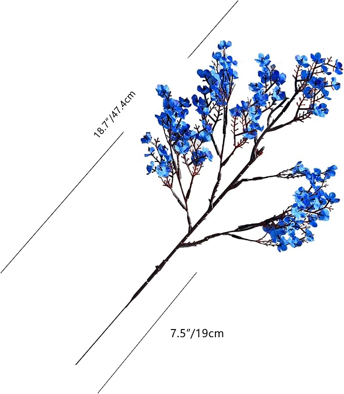Mandy's Royal Blue Artificial Baby’s Breath Flowers 6 Bundles Silk Gypsophila, 18.5 Inch European Style Modern Home Decor Centerpiece, Neutral Wedding Flower Arrangements