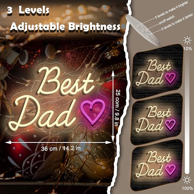 Best Mom, Dad, Son, Daughter, Sister, Husband Neon Light Sign LED Light Sign Suitable for Living Room, Bedroom, Kids Room Wall Decor, Father's Day, Mother's Day, etc. Best Gift for Family