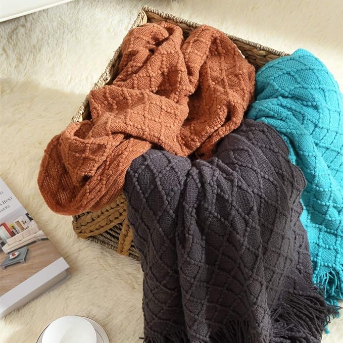 CREVENT Home Farmhouse Decor Rustic Couch Sofa Chair Bed Throw Blanket, Soft Warm Light Weight for Travelling in Spring Summer (50''X60'' Brown)