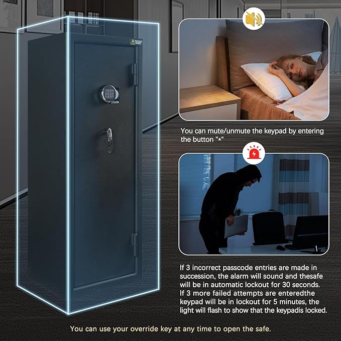 HARDROCK Gun Safe for Pistols, Biometric Wall Mounted Handgun Safe Box for Desk, Bedside,Truck，Drop Down Quick Access Security Safe with Fingerprint Keypad Lock for Home nightstand