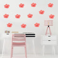 Decalcomania Hibiscus Flower Wall Decals - Set of 12 Pink Tropical Wall Stickers for Nursery Bedroom Bathroom Living Room Decor Removable Peel and Stick Indoor Wall Decor
