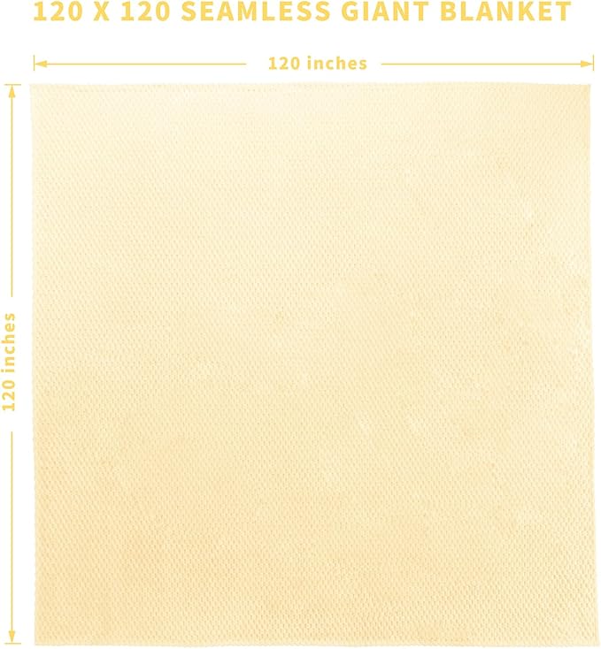 FY FIBER HOUSE Oversized King Blanket 120" x120" Seamless Extra Large Bed Blanket 10' x 10' Super Soft Plush Fuzzy Huge Blankets for Couch Office Sofa, Light Yellow
