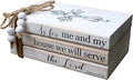 LIVDUCOT As for Me and My House We Will Serve the Lord Decor - Farmhouse Rustic Wood Decorative Books Stack for Home Coffee Table Living Room - Faux Books for Fireplace Mantle Bible Verses Decoration