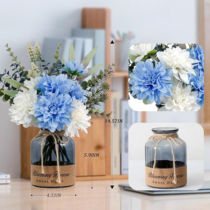 Leftover Fake Flowers in Vase,Artificial Flowers in Vase,Table Centerpieces for Dining Room,Flower Centerpieces for Tables,Faux Flowers for Kitchen Decor,Coffee Table Decor…