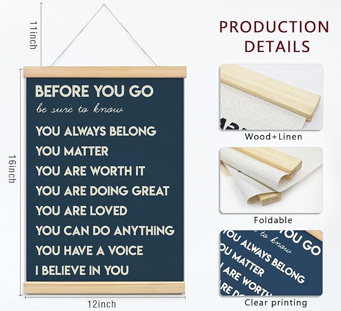 Mental Health Positive Affirmations Inspirational Wall Art Decor, Therapist Nurse Office Signs Wall Art Decor For Office Kids Teen Girls Room Bedroom Playroom Wall Decor Wood Posters Framed（navy）