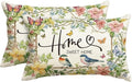 AVOIN colorlife Home Sweet Home Birds Floral Throw Pillow Covers, 12 x 20 Inch Spring Summer Flowers Cushion Case Decoration for Sofa Couch Living Room Bedroom Decor Set of 2