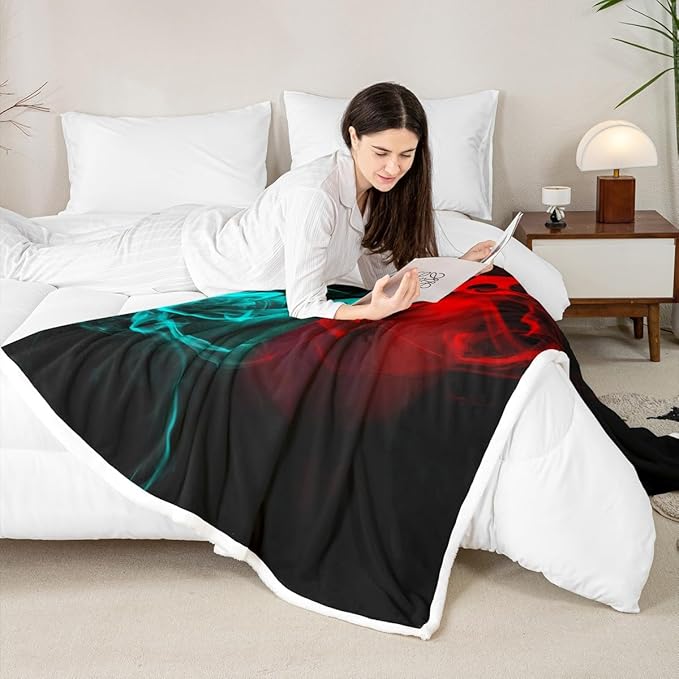 Gaming Blanket Throw for Boys Game Console Sherpa Blanket Twin 60"x80" Kids Teen Gamer Fleece Blanket Modern Gamepad Bedspread Cover Game Room Sofa Decor Game Controller Turquoise Red Black