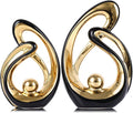 XMGZQ Home Decor Accent,Porcelain Art Mid Century Bookshelf Decorations,Gold Centerpieces for Tables,Abstract Ceramic Statue Sculpture for Coffee Table Mantel Tv Stand Centerpieces (Black, Small)