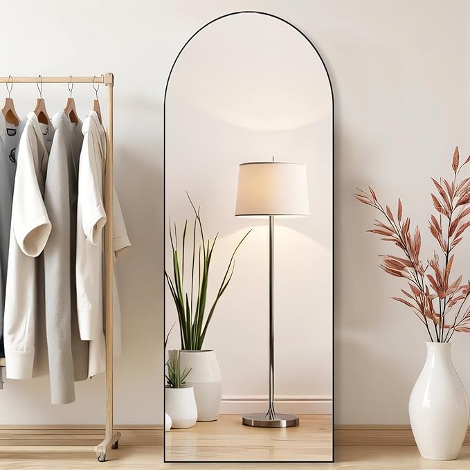 Mirror Full Length, Upgraded Body Wall Mirrors with Shatter-Proof Glass, Floor Standing, Hanging or Leaning, Tall Mirror with Stand Aluminum Alloy Frame for Bedroom Cloakroom
