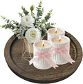 Candle Plate Holder Tray: Round Wooden Decorative Candle Plate Small Farmhouse Table Centerpiece Rustic White Wood Tealight Pillar Trays for Home Decor (Distressed)