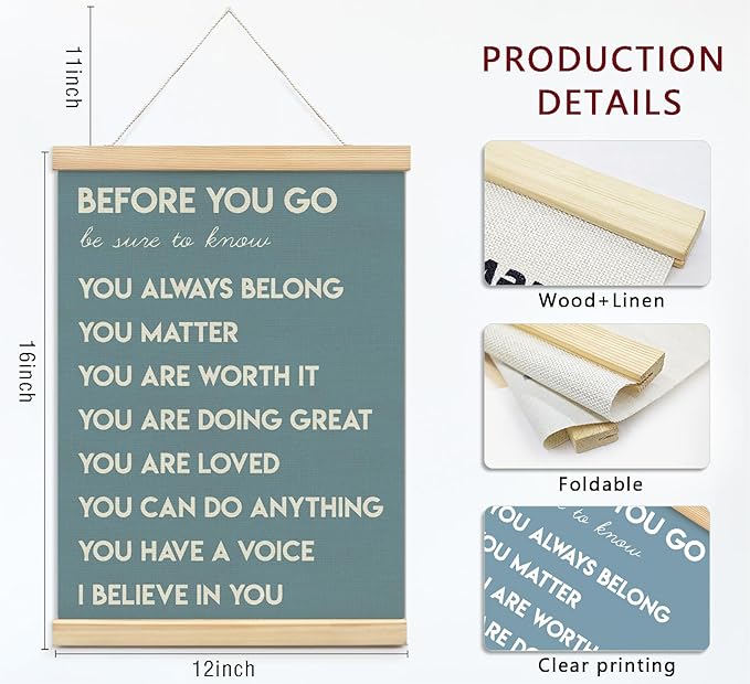 Mental Health Positive Affirmations Inspirational Wall Art Decor, Therapist Nurse Office Signs Wall Art Decor For Office Kids Teen Girls Room Bedroom Playroom Wall Decor Wood Posters Framed（blue）
