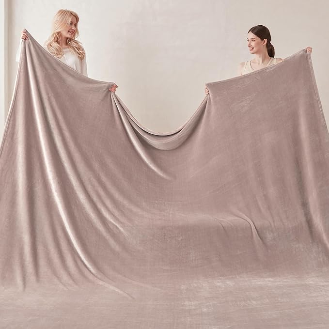 COOVA Oversized King Fleece Blanket 120x138 inches, Soft Cozy Warm Giant Extra Large 10'x11.5' Blanket for Bed, Sofa, Couch,Travel, Camping, California Huge Flannel Big Throw Blanket, Taupe