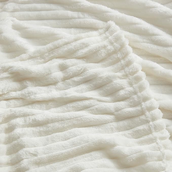 Nestl Blanket Twin Size for Bed - Cozy Warm Fuzzy Blankets for Women, Plush Small Fleece Throws for Girls - White, 66 x 90 Inches