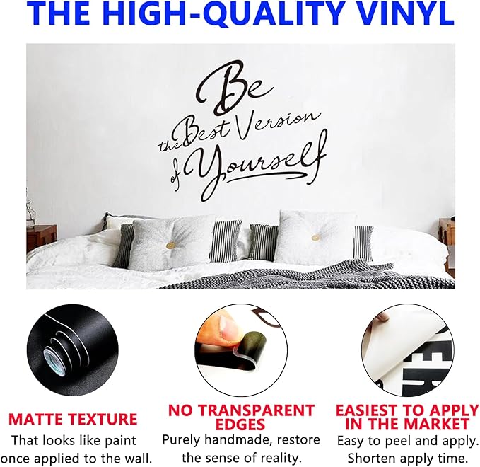 Inspirational Quotes Bathroom Wall Decals : Women Beautiful Home Positive Vinyl Art Wall Stickers - Living Room Bedroom Kitchen Family Wall Decor - Be The Best Version of Yourself 24" X 20"