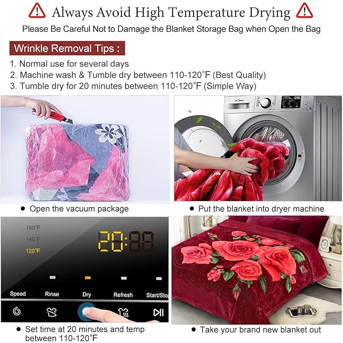 JYK Korean Mink Fleece Bed Blanket King Size 83'' x 91'', 5.7 Pounds - 2 Ply Reversible Silky Soft Plush Warm, Thick, Heavy, Comfy Flannel Blanket for Autumn, Winter -Rose/Virgin Mary