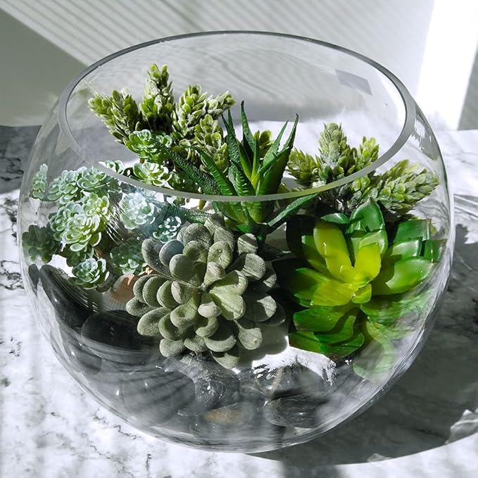 Winlyn 6 Pcs Unpotted Fake Succulents Assorted Faux Succulent in Different Green Artificial Hanging Succulents Textured Faux Succulent Pick Hanging String of Pearls Plant for Wedding Centerpieces