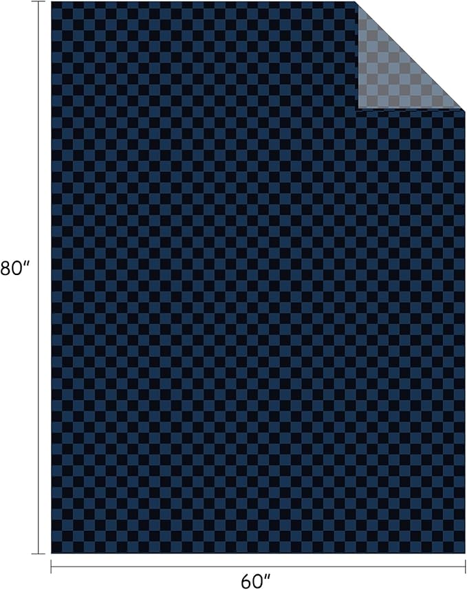 FY FIBER HOUSE Checkered Flannel Fleece Throw Blanket Soft Cozy Checkerboard Grid Print Chessboard Gingham Pattern Blankets for Bed Couch Sofa, 60"x80", Navy